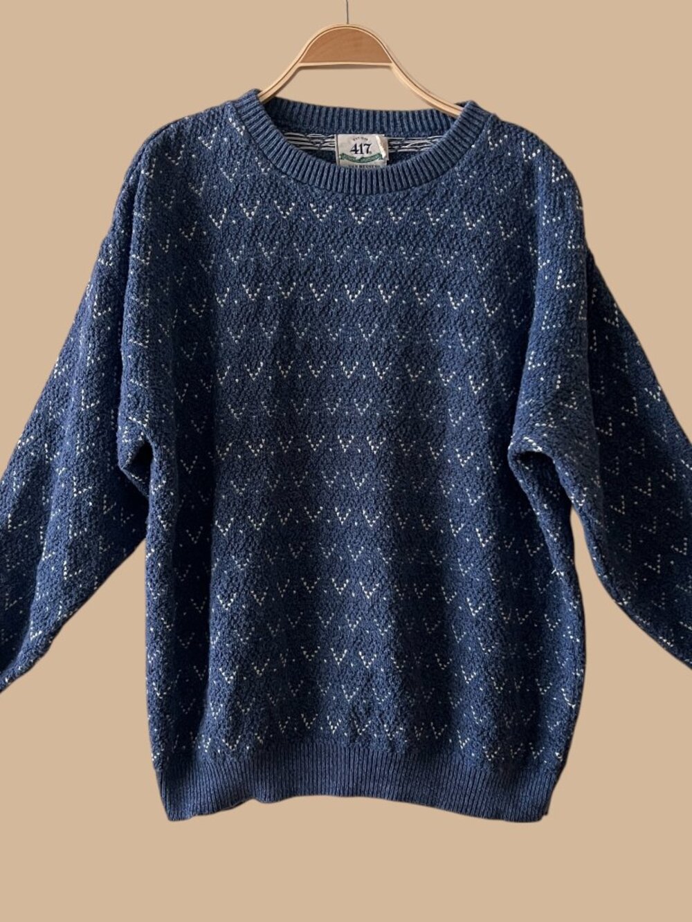 Vintage Geometric Cotton Sweater, Men's Size XL